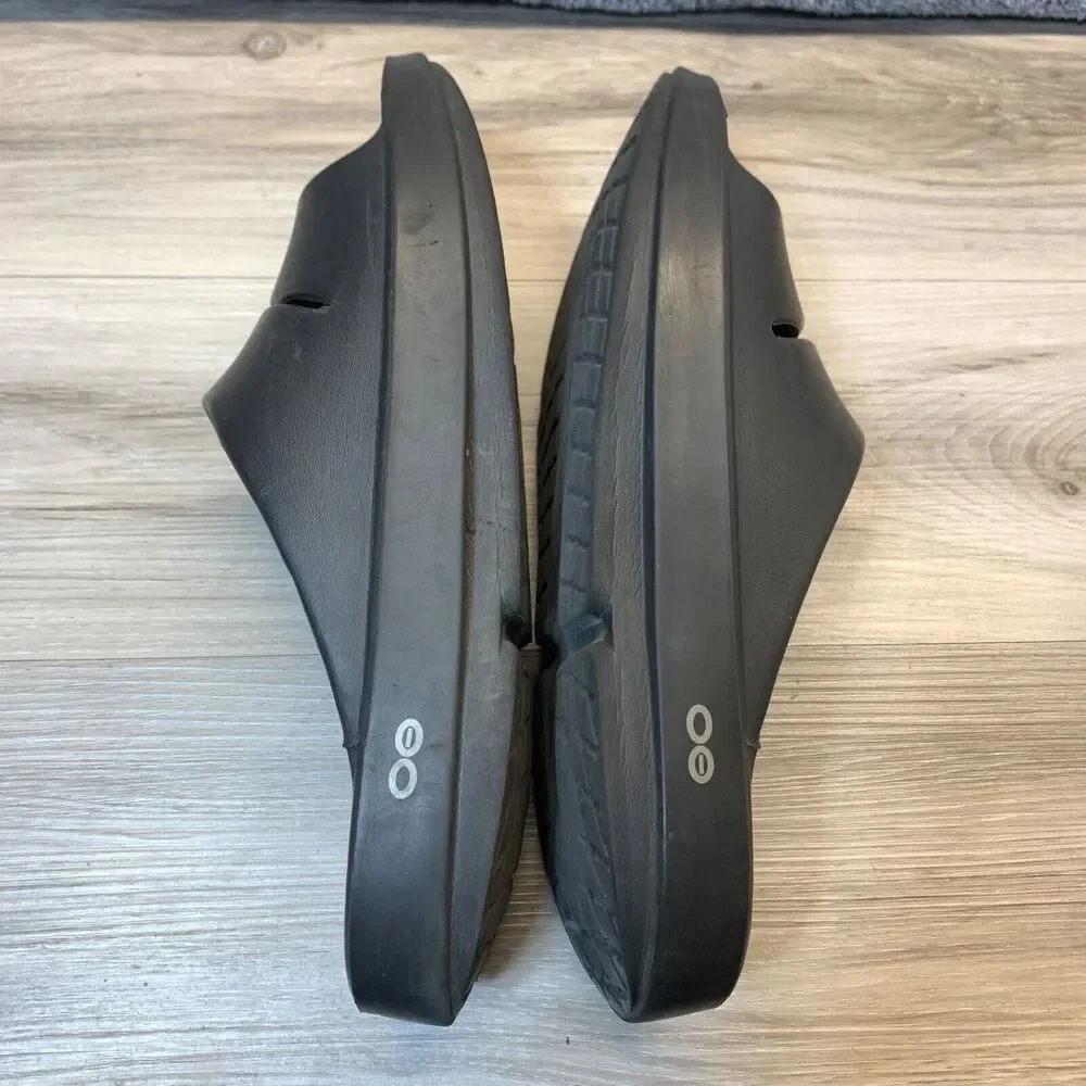 Oofos OOahh Mens 10 Womens 12 Sport Flex Slide Recovery‎ Sandals Black Slides